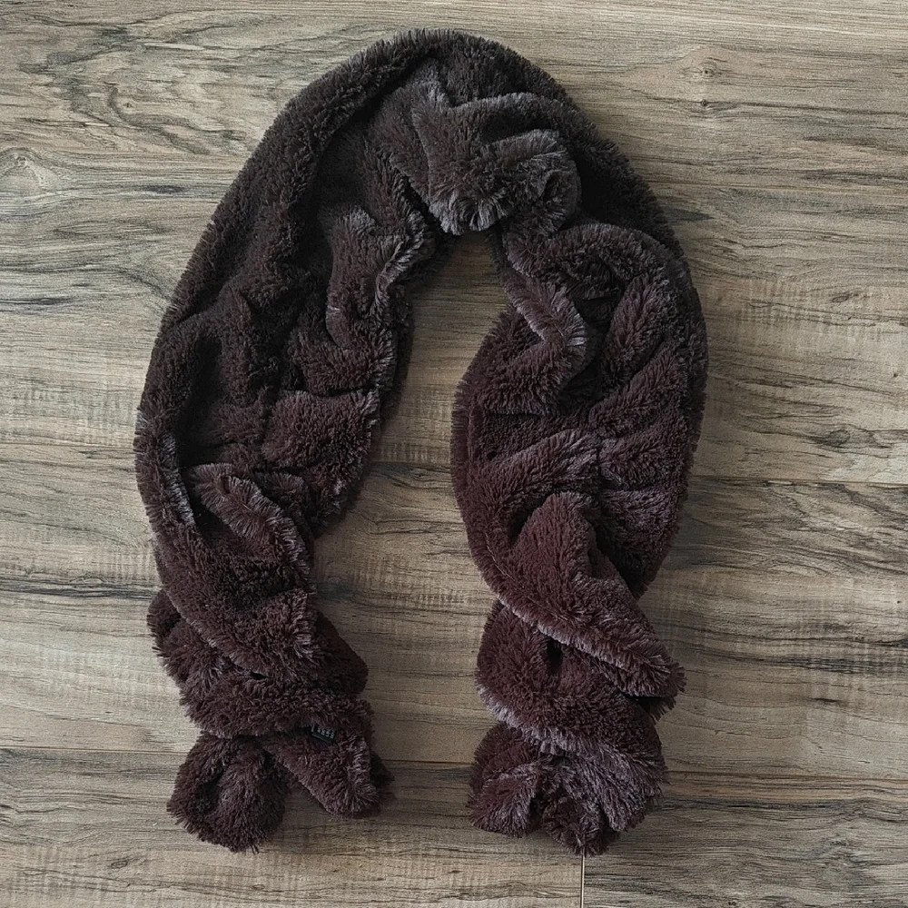 EUC Fuzzy Faux Fur Brown Scarf